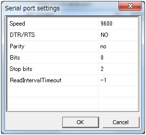 Serial port settings